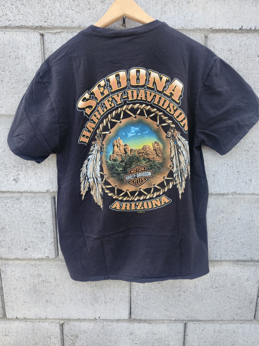 Harley-Davidson Black Tee with Blue & Tan Sedona Graphic  2020 Tee Medium